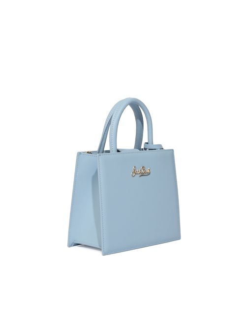 Borsa Shop mini strutturata in pelle liscia con targhetta metallica Azzurra Mc2 Saint Barth | SHBM000200002L